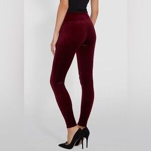 ‼️RARE‼️🎸SPANX🎸🔥NWT🔥Rich Burgandy Velvet Shaping Leggings—S